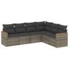 vidaXL 6 pcs conjunto sof&aacute;s de jardim com almofad&otilde;es vime cinzento