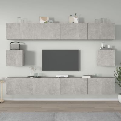 vidaXL Conjunto móveis de TV 6 pcs madeira processada cinzento cimento