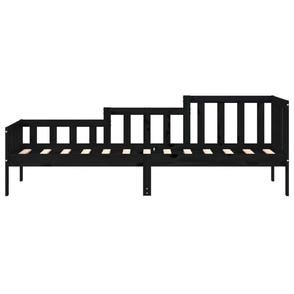 vidaXL Sof&aacute;-cama 90x190 cm madeira de pinho maci&ccedil;a preto