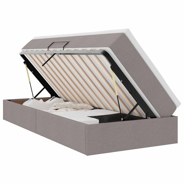 vidaXL Cama com arruma&ccedil;&atilde;o e colch&atilde;o Cinzento-acastanhado 90 x 200 cm