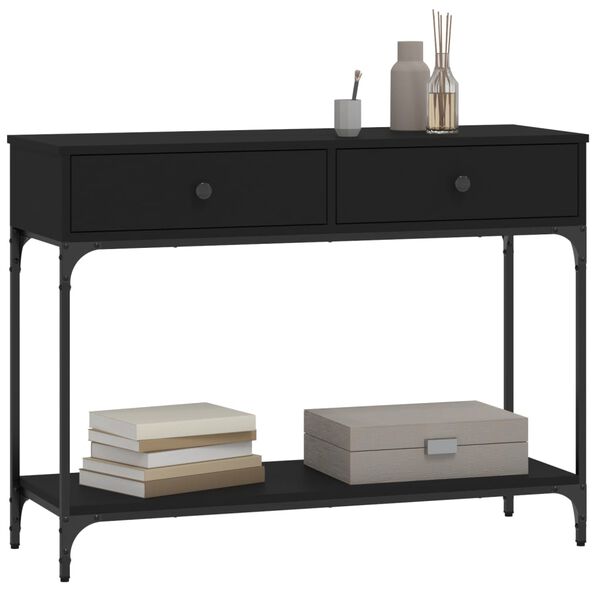 vidaXL Mesa consola 100x34,5x75 cm derivados de madeira preto