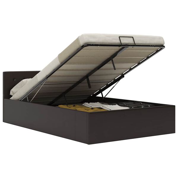 vidaXL Cama hidr&aacute;ulica c/ arruma&ccedil;&atilde;o 120x200cm couro artificial cinza
