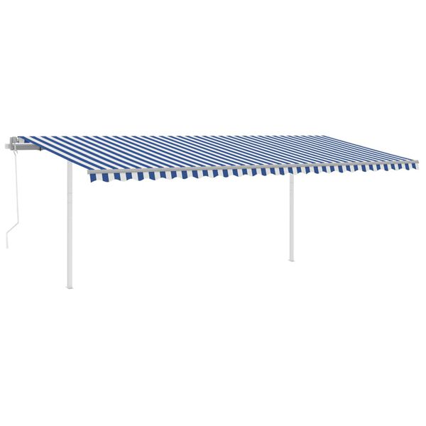 vidaXL Toldo autom&aacute;tico c/ LED e sensor de vento 6x3,5 m azul e branco