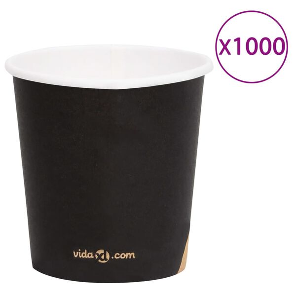 vidaXL Copos de caf&eacute; papel 120 ml 1000 pcs preto