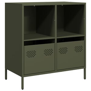 vidaXL Aparador 68x39x73,5 cm a&ccedil;o laminado a frio verde-azeitona