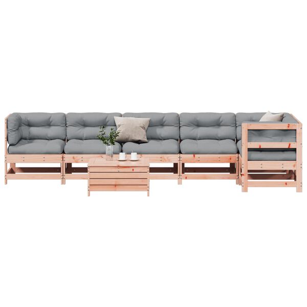 vidaXL 7 pcs conj. lounge jardim com almofad&otilde;es madeira douglas maci&ccedil;a