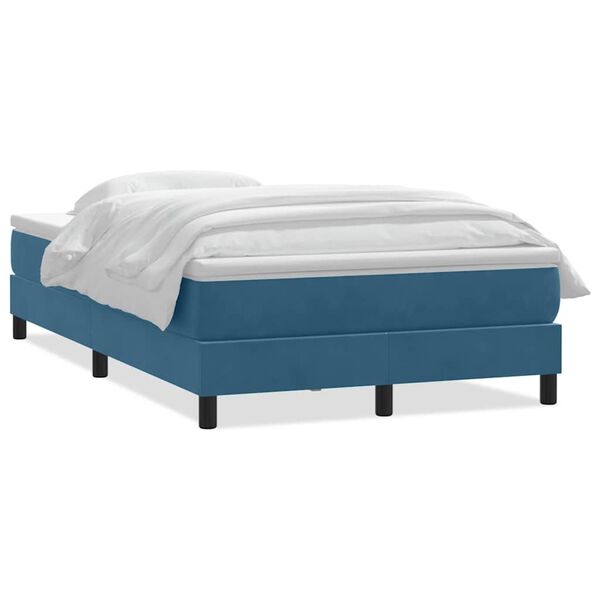 vidaXL Cama com molas/colch&atilde;o 120x220 cm veludo azul-escuro