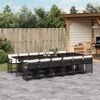 vidaXL 13 pcs conjunto de jantar p/jardim com almofad&otilde;es vime PE preto