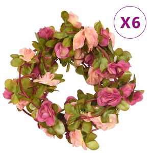 vidaXL Grinaldas de flores 6 pcs 250 cm vermelho rosado
