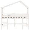 vidaXL Cama alta c/ escada e telhado 90x200 cm pinho maci&ccedil;o branco