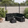 vidaXL 6 pcs conjunto sof&aacute;s de jardim c/ almofad&otilde;es vime PE preto