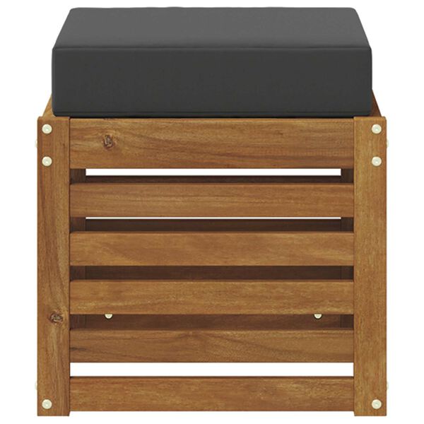 vidaXL Banco de assento com almofada 2 Pe&ccedil;a Natural e Antracite