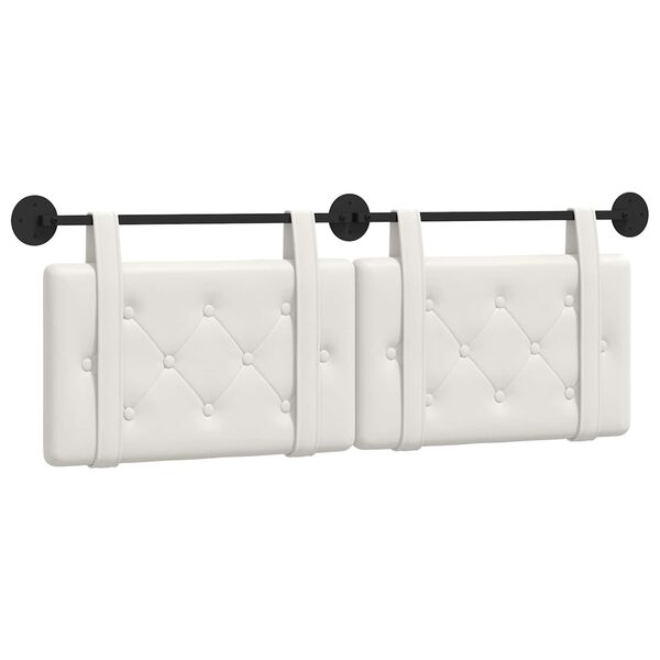 vidaXL Cabeceira Suspensa Branco 130 x 55 x 5 cm Couro Sint&eacute;tico