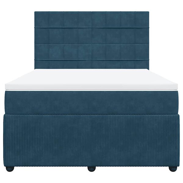 vidaXL Cama com molas/colch&atilde;o 140x200 cm veludo azul-escuro