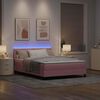 vidaXL Cama Box Spring LED com colch&atilde;o Rosa 160 x 200 cm Veludo