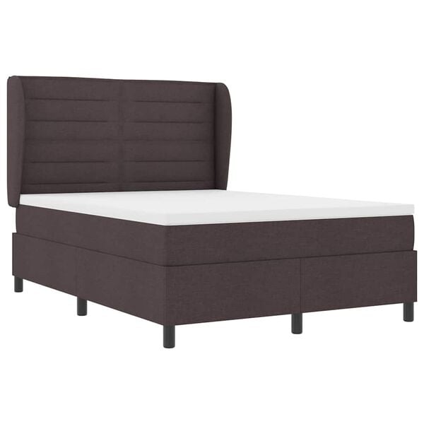 vidaXL Cama Box com colch&atilde;o Castanho escuro 140 x 200 cm tecido