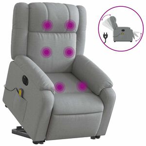 vidaXL Poltrona el&eacute;trica reclin&aacute;vel massagens tecido cinzento-claro
