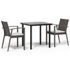 vidaXL 3 pcs conjunto de jantar p/ jardim c/ almofad&otilde;es vime PE e a&ccedil;o
