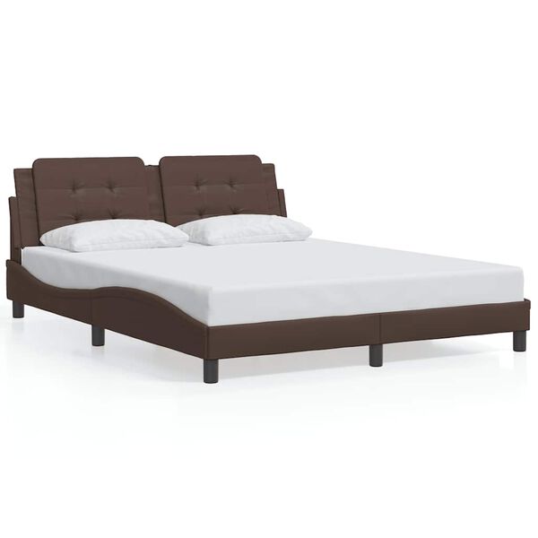 vidaXL Estrutura de cama sem colch&atilde;o Zadar 160x200cm couro artificial castanho
