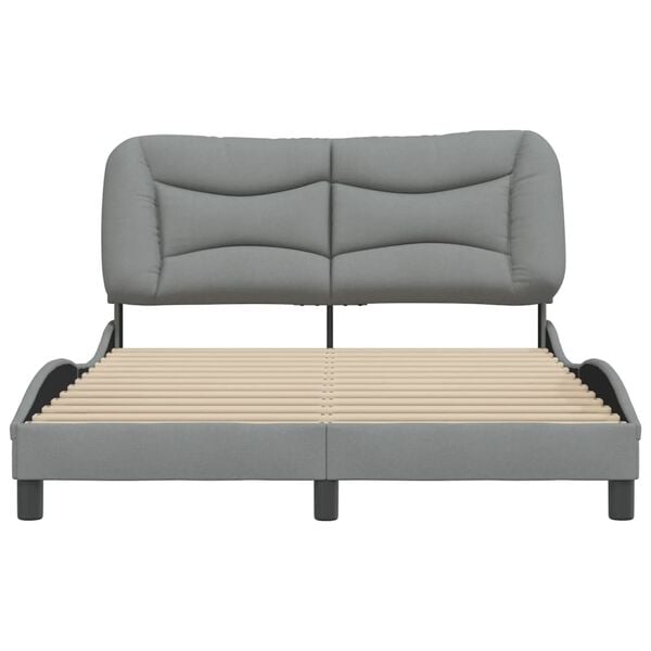 vidaXL Estrutura de cama sem colch&atilde;o Hvar 120x200 cm tecido cinzento-claro