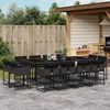 vidaXL 13 pcs conjunto de jantar p/jardim com almofad&otilde;es vime PE preto