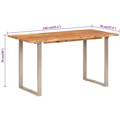 vidaXL Mesa de jantar 140x70x76 madeira de acácia maciça