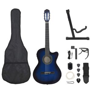vidaXL 12 pcs conjunto de guitarra com equalizador e 6 cordas azul
