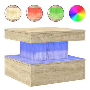vidaXL Mesa de centro com luzes LED 50x50x40 cm carvalho sonoma