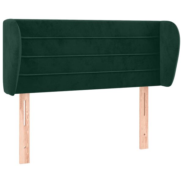 vidaXL Cabeceira de cama c/ abas veludo 103x23x78/88cm verde-escuro