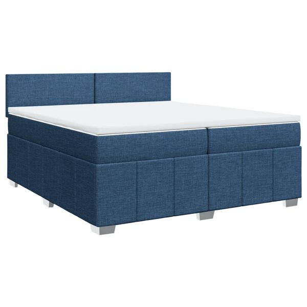 vidaXL Cama com molas/colch&atilde;o 200x200 cm tecido azul