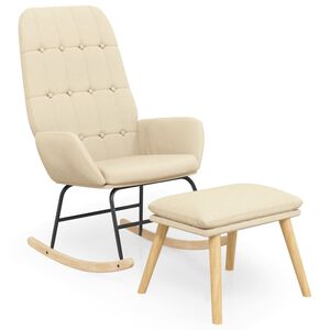 vidaXL Cadeira de baloi&ccedil;o com apoio de p&eacute;s tecido cor creme