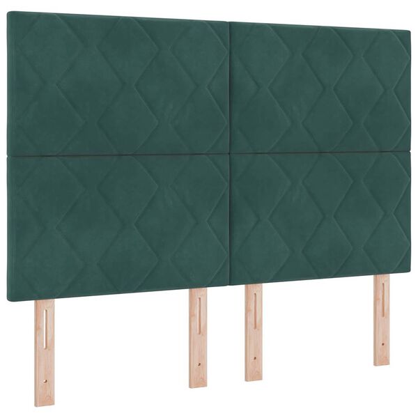 vidaXL Cama Box Spring LED Verde Escuro 140 x 200 cm Veludo