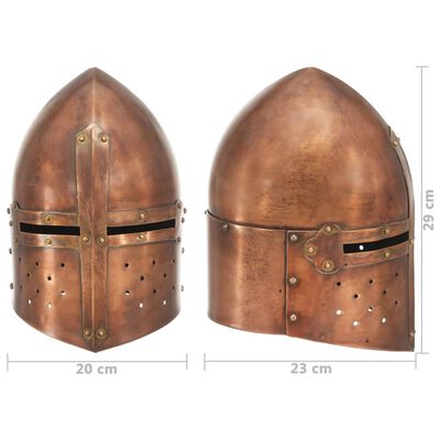 vidaXL Capacete de cavaleiro medieval réplica LARP aço cobre