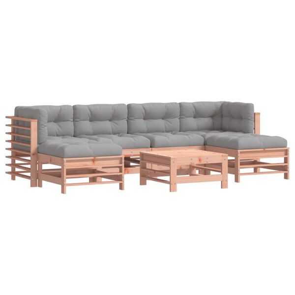 vidaXL 7 pcs conj. lounge jardim com almofadões madeira douglas maciça