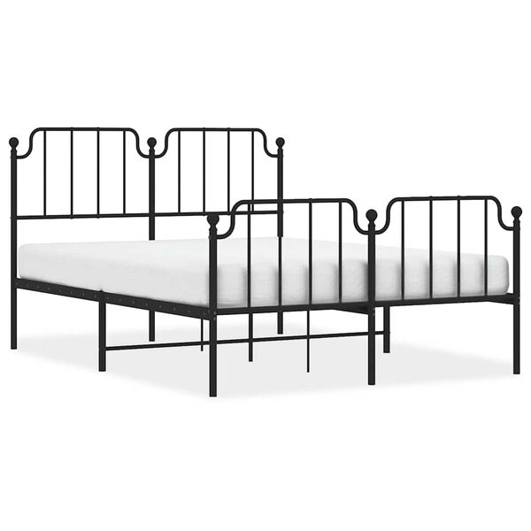 vidaXL Estrutura de cama com cabeceira e p&eacute;s 150x200 cm metal preto