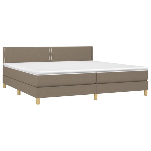 vidaXL Cama box spring colch&atilde;o/LED 200x200cm tecido cinza-acastanhado
