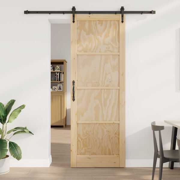vidaXL Porta Deslizante ORKDAL Natural e Preto 83 x 232 cm