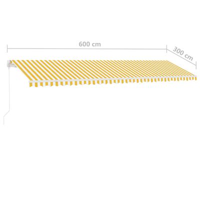 vidaXL Toldo retrátil manual independente 600x300 cm amarelo e branco
