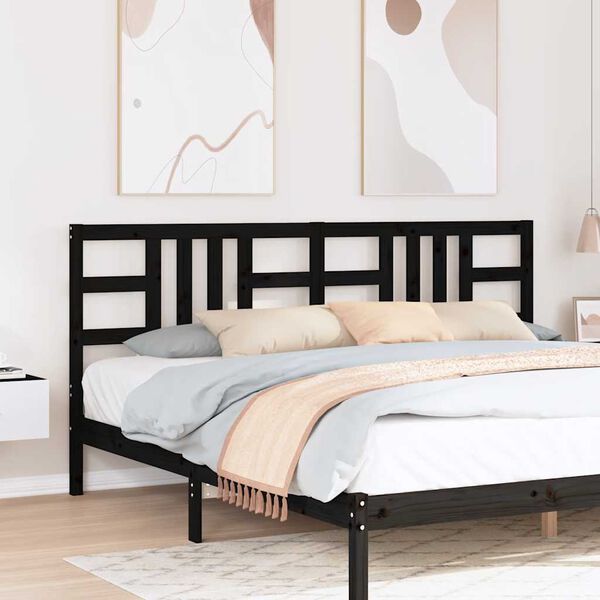 vidaXL Cabeceira de cama 206x4x100 cm pinho maci&ccedil;o preto