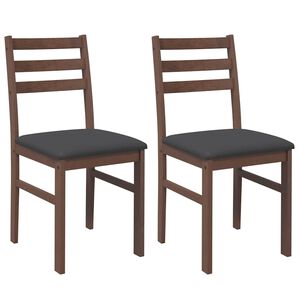 vidaXL Cadeiras de jantar com almofad&otilde;es 2 pcs madeira maci&ccedil;a castanho