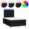 vidaXL Cama box spring c/ colch&atilde;o e LED 120x190 cm tecido preto