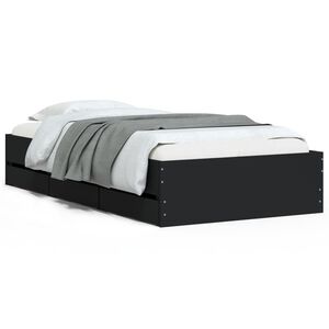 vidaXL Estrutura cama c/ gavetas 75x190 cm derivados de madeira preto