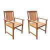 vidaXL Cadeiras de jardim 2 pcs madeira ac&aacute;cia maci&ccedil;a castanho