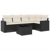 vidaXL 6 pcs conjunto sof&aacute;s de jardim c/ almofad&otilde;es vime PE preto
