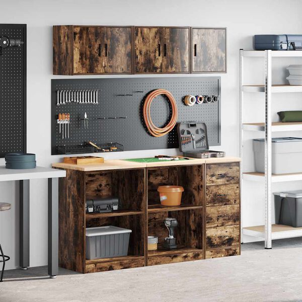 vidaXL Arm&aacute;rios de garagem 6 pcs derivados de madeira carvalho fumado
