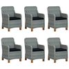 vidaXL 7 pcs conj. jantar exterior + almofad&otilde;es vime PE cinzento-claro