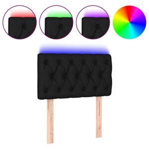 vidaXL Cabeceira de cama c/ luzes LED tecido 80x7x78/88 cm preto