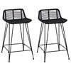 vidaXL Banco de bar 2 pcs Preto 44 x 45 x 76 cm Rattan e A&ccedil;o
