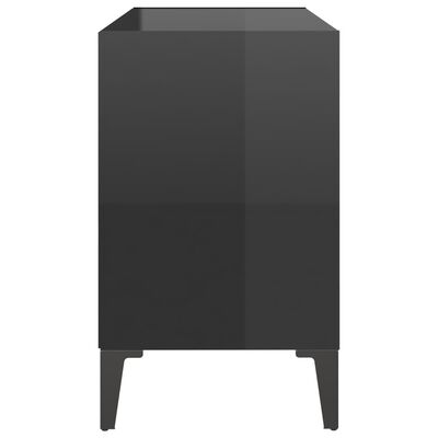 vidaXL Móvel de TV com pernas em metal 69,5x30x50 cm preto brilhante