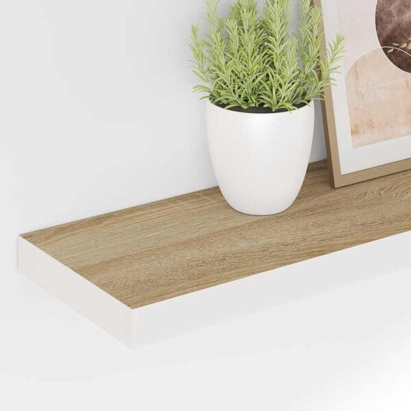 vidaXL Prateleiras parede 2 pcs 120x23,5x3,8 cm MDF carvalho e branco